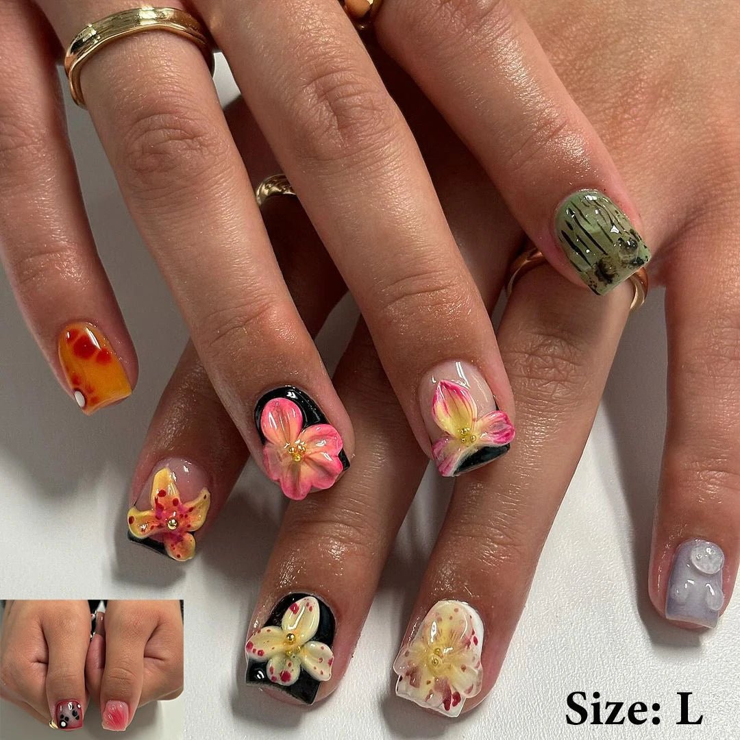 Summer Nails Shell 3D Jelly Spring Flowers Gel Nail Art Vacation Holiday Trendy Flower Almond French Tip Handmade Press on Nails - EverHype