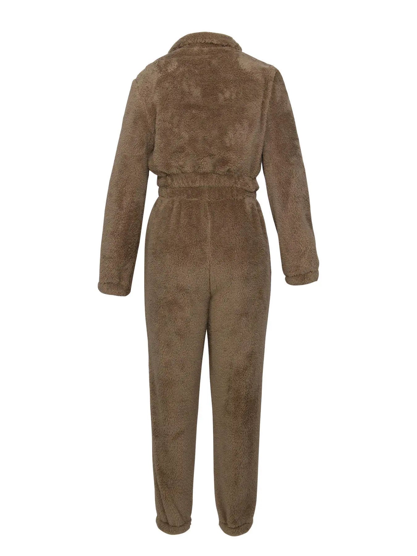 Winter New Plush Two Piece Set Casual Home Warm Suit For Women Fashion Zipper Lapel Pullover Top Elastic Waist Trousers Suit - EverHype