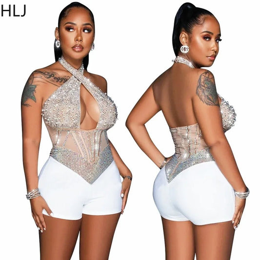 Gold Rhinestone Jumpsuit - Crystal Corset Bodycon Romper | Luxury Evening Party - EverHype