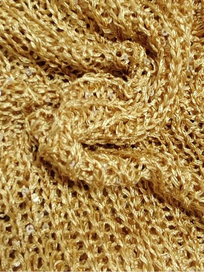 Joskaa Sequins Knit Beach 3 Piece Sets Women Sexy Backless Halter Irregular Top+Head Scarf+Shorts Matching Set Vacation Outfits - EverHype