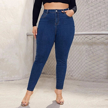 Plus Size Skinny Jeans For Women High Waist Stretch Denim Trousers Mom Jeans Pencil Pants Casual Comfort Trousers Oversize - EverHype