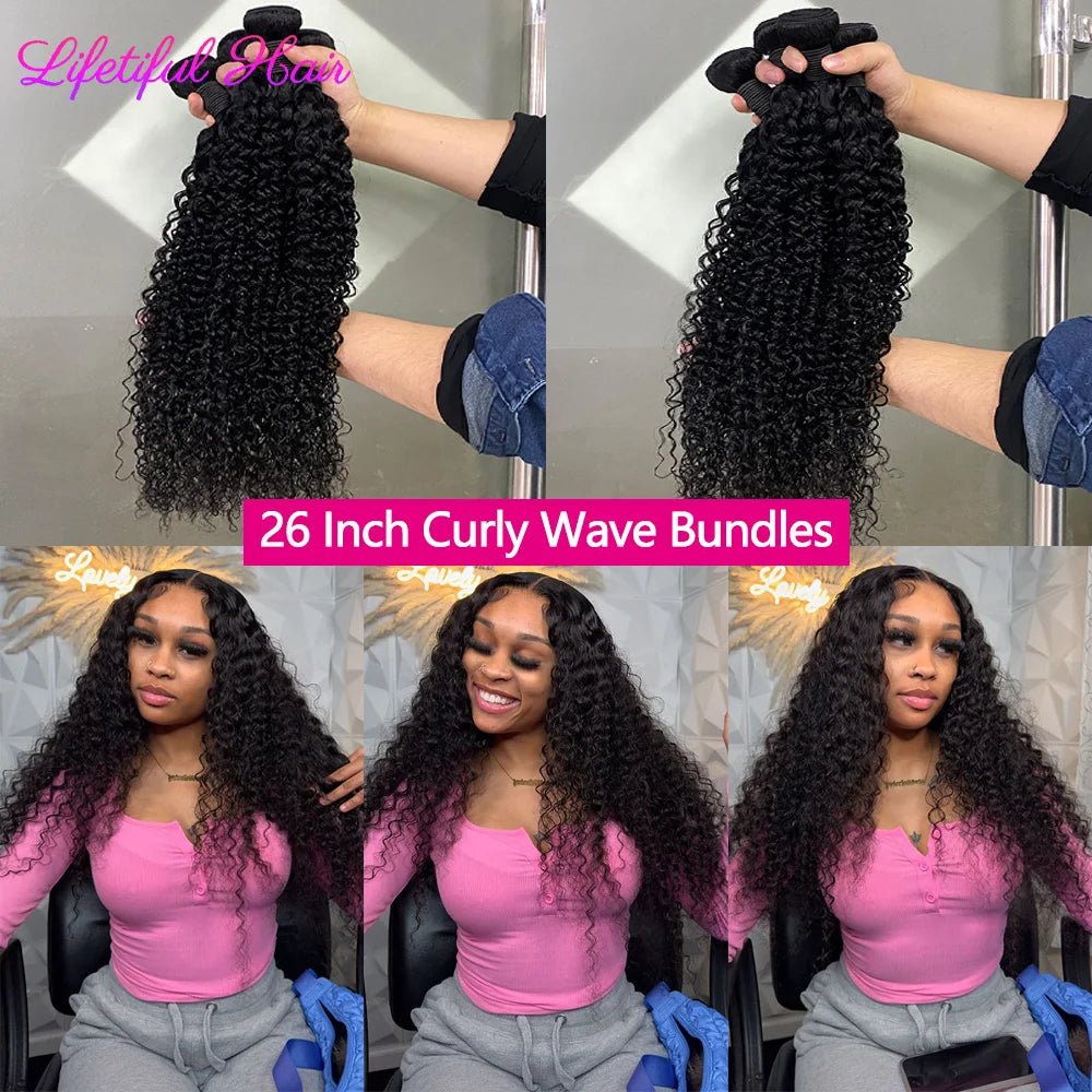 26 28 30 Inch Curly Human Hair Bundles 1/3/4 Pieces kinky Curly Raw Hair Bundles Human Hair Extensions Brazilian Hair For Black - EverHype