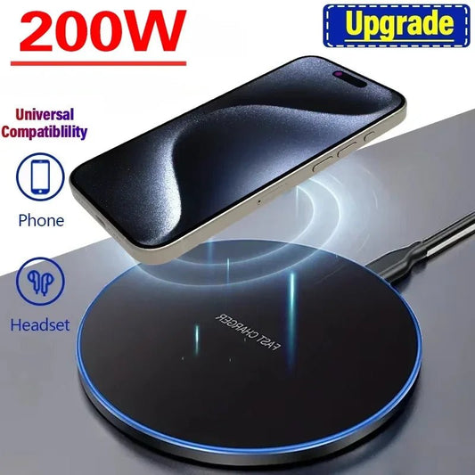 200W Wireless Charger Pad Stand Mobile Phone Chargers Fast Charging Dock Station For iPhone 16 15 14 13 Pro Max Samsung Xiaomi - EverHype