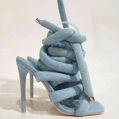 Runway Snake Strap Long Shoes Women's Sandals Summer 2025 Sexy Stiletto Heel Stripper Shoes Star Style Slingback Heeled Sandals - EverHype