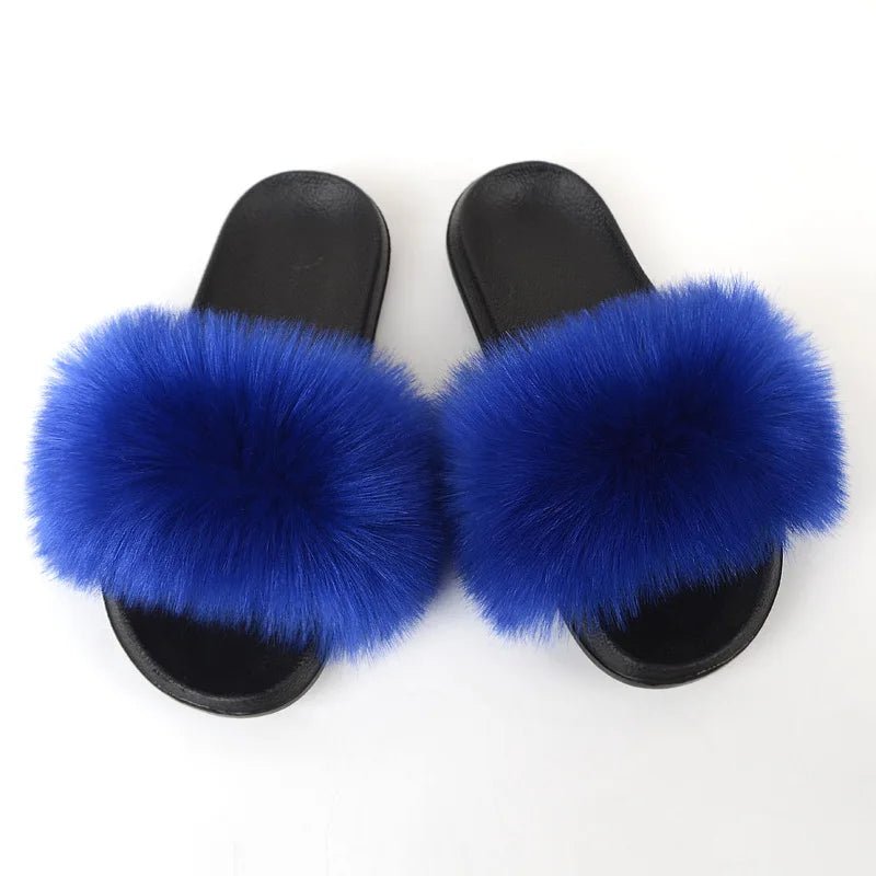 Luxury Fluffy Fur Slippers - Women's Indoor Warm Plush Slides - EverHype