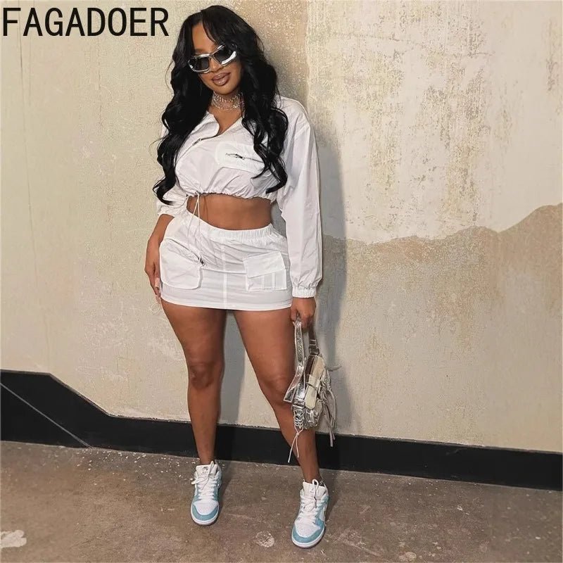 Women's 2 - Piece Skirt Set - Zip Jacket & Bodycon Skirt Outfit | Summer Fashion - EverHype