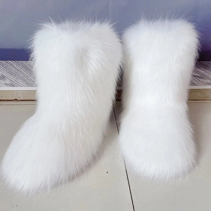 Winter Fluffy Faux Fox Fur Boots - Luxury Warm Snow Boots - EverHype