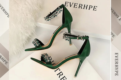 BIGTREE Shoes Open Toe Rhinestones Sandals Women 2026 New Designer Sexy High Heels Sandals Female Shoes Summer Heeled Sandals - EverHype
