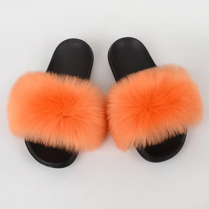 Luxury Fluffy Fur Slippers - Women's Indoor Warm Plush Slides - EverHype