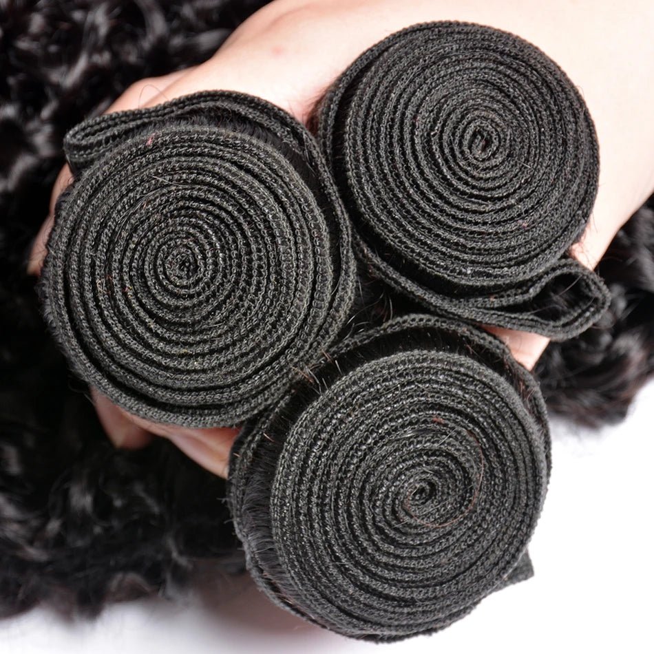 15A Malaysian Kinky Curly Bundles With Frontal Wet and Wavy Water Wave Human Hair Bundles With Closure Natural Virgin Human Hair - EverHype