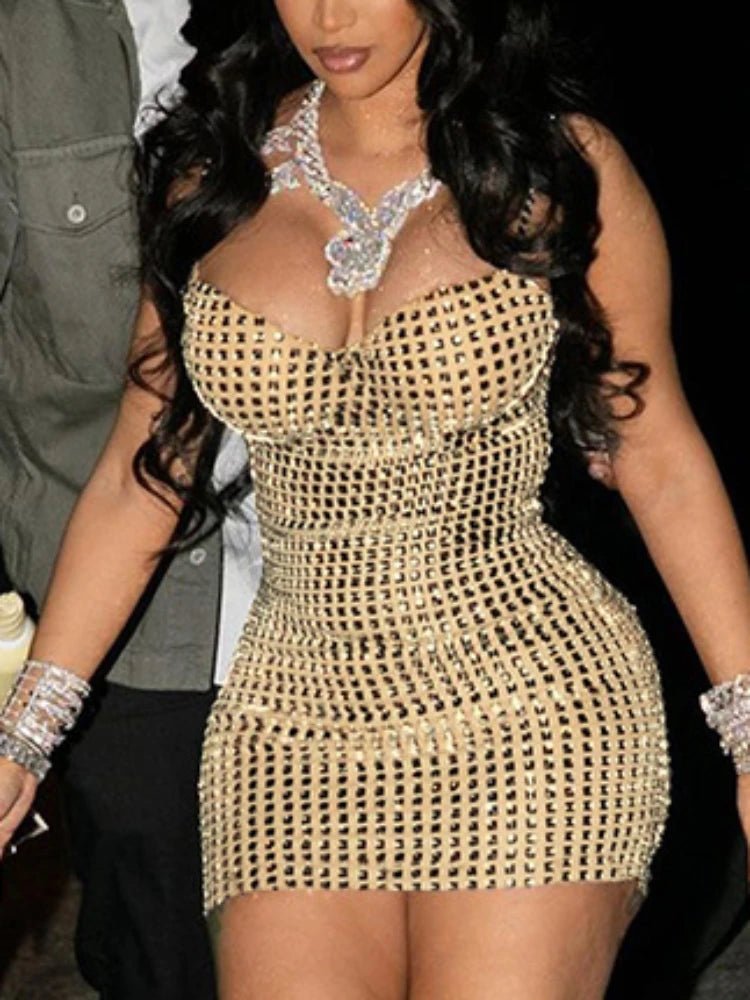 Sequin Bodycon Dress - Sexy V - Neck Wrap Sleeveless Mini Dress for Women - EverHype