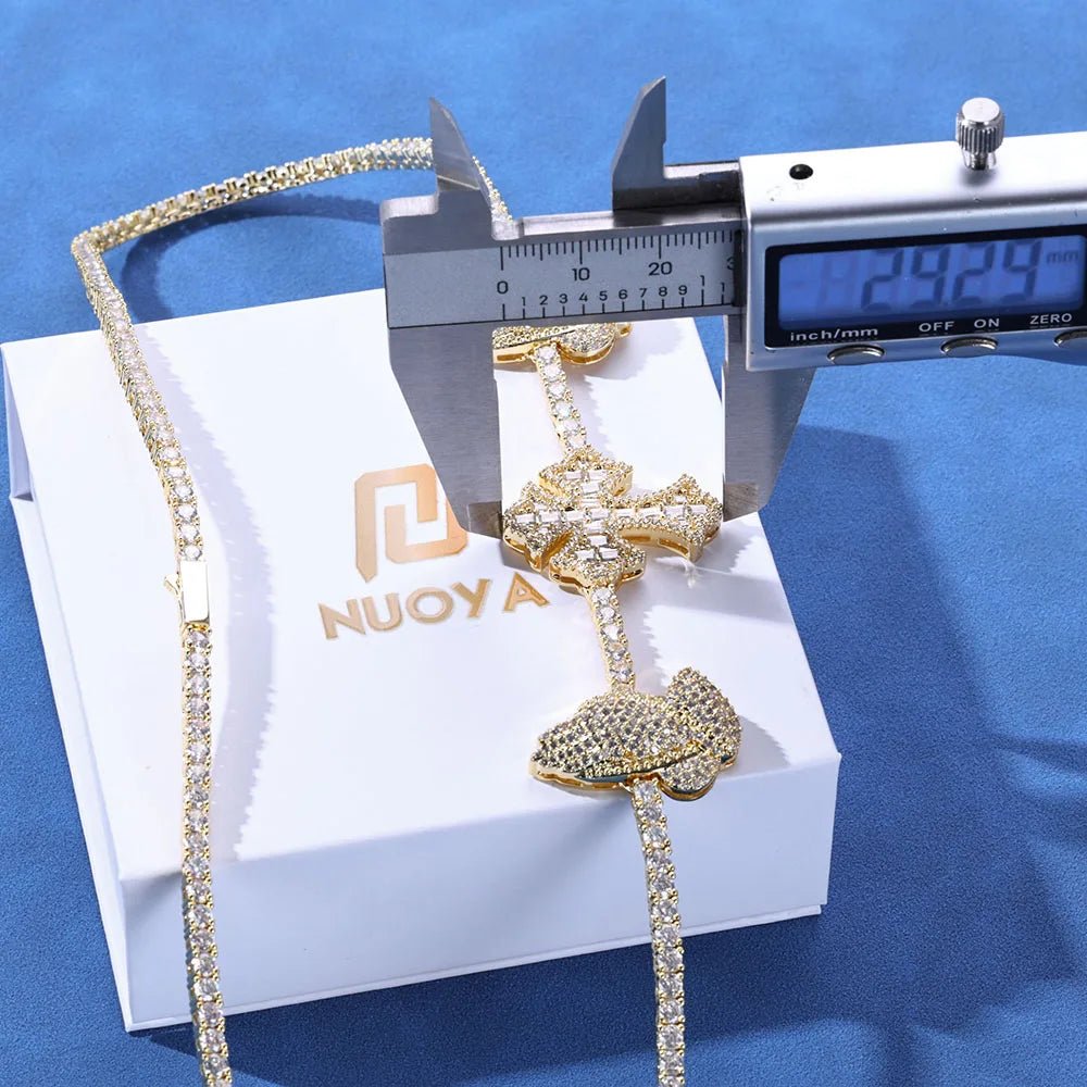 Custom Cross Necklace - VVS Moissanite 925 Silver Iced Out Tennis Chain - EverHype