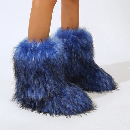 Winter Fluffy Faux Fox Fur Boots - Luxury Warm Snow Boots - EverHype