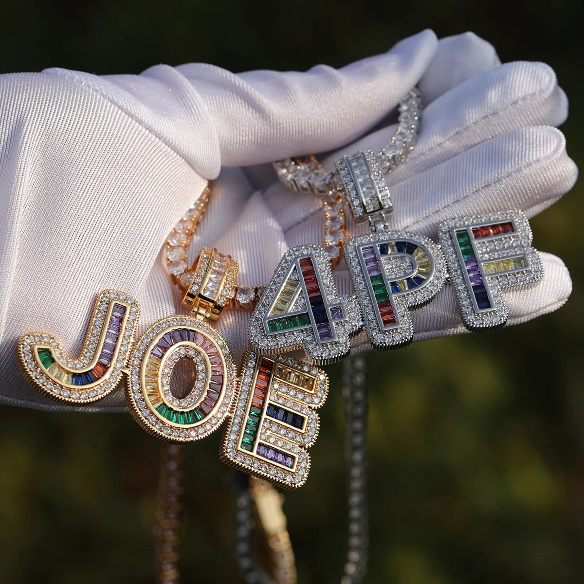 Custom Name Necklace - Personalized Baguette Pendant Gold Plated for Men - EverHype
