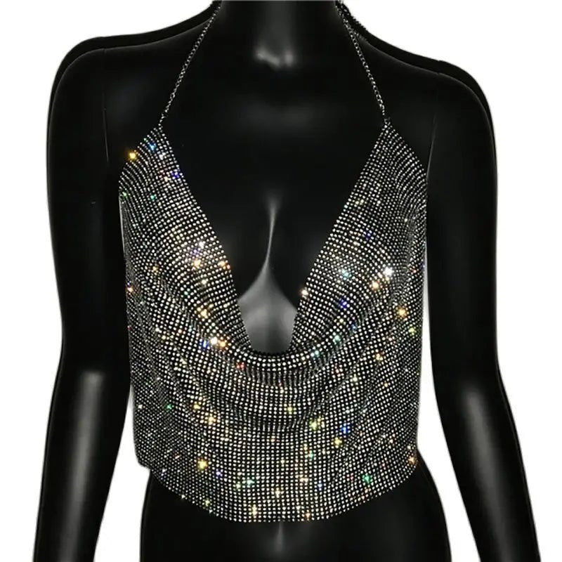 Festival Rhinestone Backless Crop Top - Glitter Party Tank | EverHype 2026 - EverHype