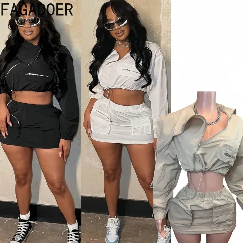 Women's 2 - Piece Skirt Set - Zip Jacket & Bodycon Skirt Outfit | Summer Fashion - EverHype