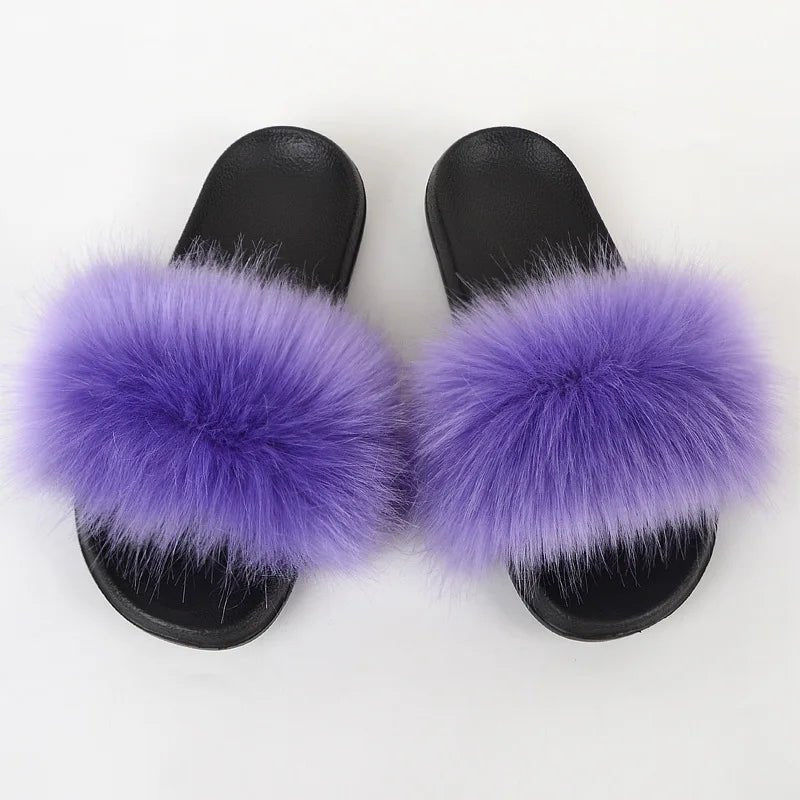 Luxury Fluffy Fur Slippers - Women's Indoor Warm Plush Slides - EverHype