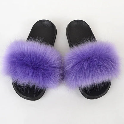 Luxury Fluffy Fur Slippers - Women's Indoor Warm Plush Slides - EverHype
