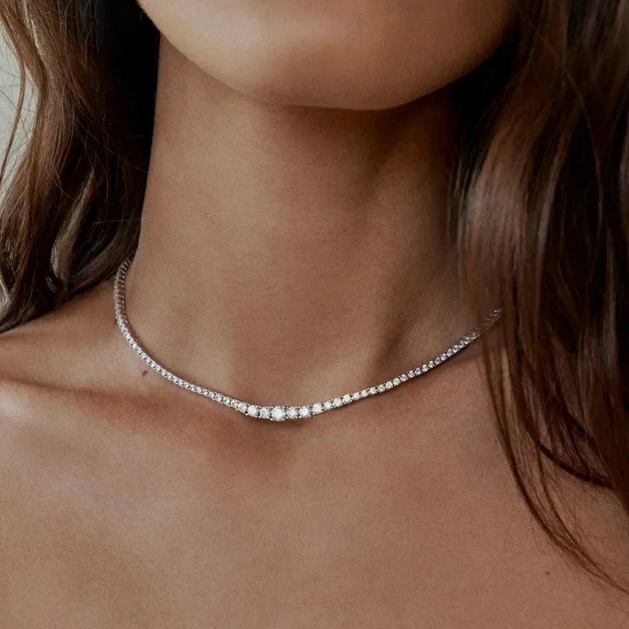 Moissanite Tennis Necklace - 925 Sterling Silver with Certificate - EverHype