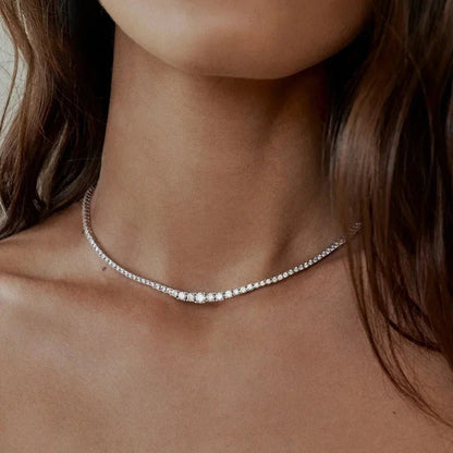 Moissanite Tennis Necklace - 925 Sterling Silver with Certificate - EverHype