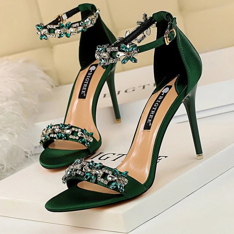 BIGTREE Shoes Open Toe Rhinestones Sandals Women 2026 New Designer Sexy High Heels Sandals Female Shoes Summer Heeled Sandals - EverHype