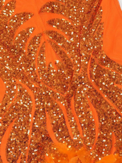 Mesh Sequin Feather Glam Dress - Sleeveless Party Dress | Birthday & Night Out - EverHype