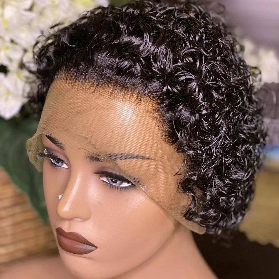 Short Pixie Cut Wig - Peruvian Water Wave Human Hair 250% Density 13x1 Lace - EverHype