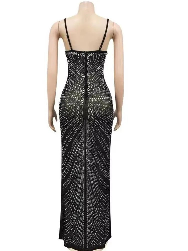 Black Mesh Rhinestone Gown - Underwire Mermaid Dress | Crystal Party Dress - EverHype