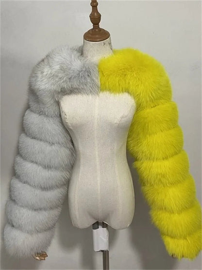 Faux Fur Jacket - Cropped Long Sleeve Coat for Women | Winter Warm Clothes - EverHype