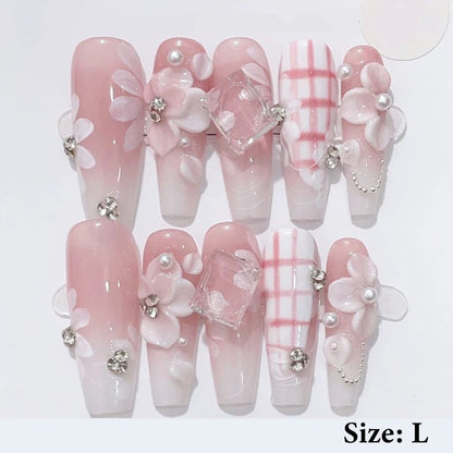 Summer Nails Shell 3D Jelly Spring Flowers Gel Nail Art Vacation Holiday Trendy Flower Almond French Tip Handmade Press on Nails - EverHype