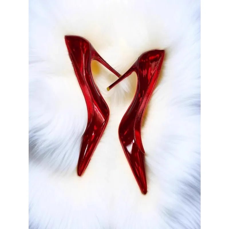 High Heels 2025 New Temperament Stiletto Rhinestone Red Sole Pointed Toe Wedding Shoes - EverHype