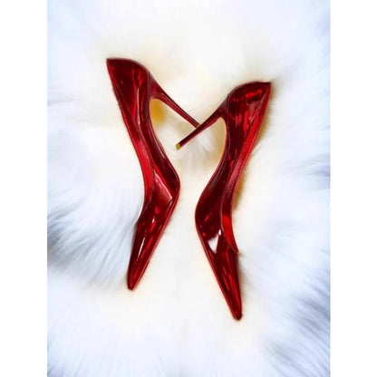 High Heels 2025 New Temperament Stiletto Rhinestone Red Sole Pointed Toe Wedding Shoes - EverHype