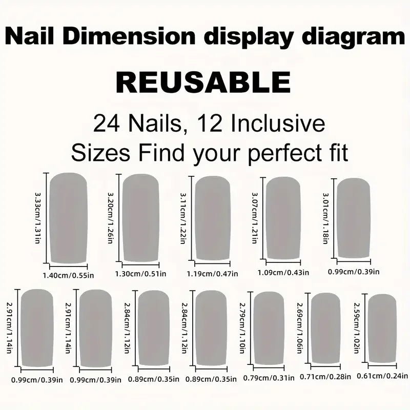 24Pcs French Tip Press On Nails Long Square Nude Pink Fake Nails Bow Charms Full Cover Stick On Nails For Women and Girls Wear - EverHype