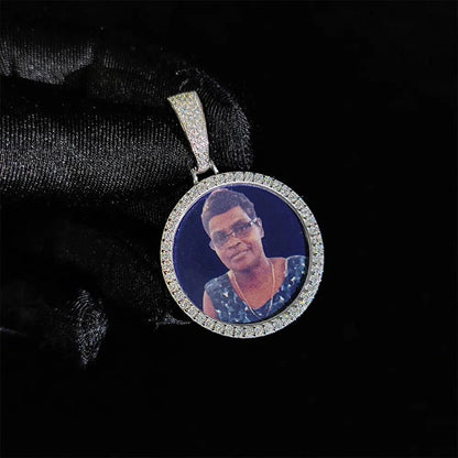 Custom Photo Pendant Necklace - VVS Moissanite 925 Silver Picture Frame - EverHype