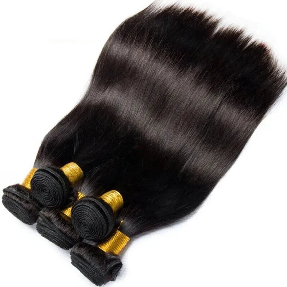 Bone Straight Human Hair Bundles With Frontal Closure 30 32 Inch Virgin Hair Weave Bundles With Closure Remy Hair Extensions - EverHype