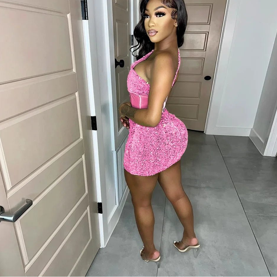 Sequin One Shoulder Party Dress - Sleeveless Backless Mini | Sexy Club Dress - EverHype