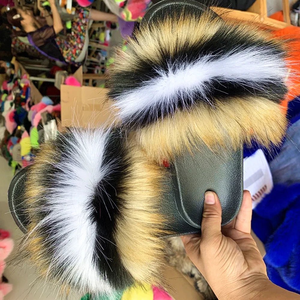 Luxury Fluffy Fur Slippers - Women's Indoor Warm Plush Slides - EverHype