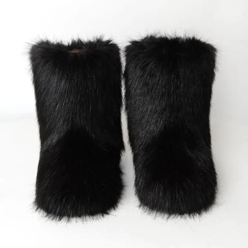 Winter Fluffy Faux Fox Fur Boots - Luxury Warm Snow Boots - EverHype