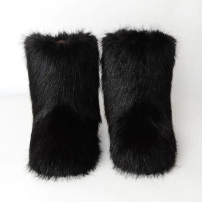 Winter Fluffy Faux Fox Fur Boots - Luxury Warm Snow Boots - EverHype