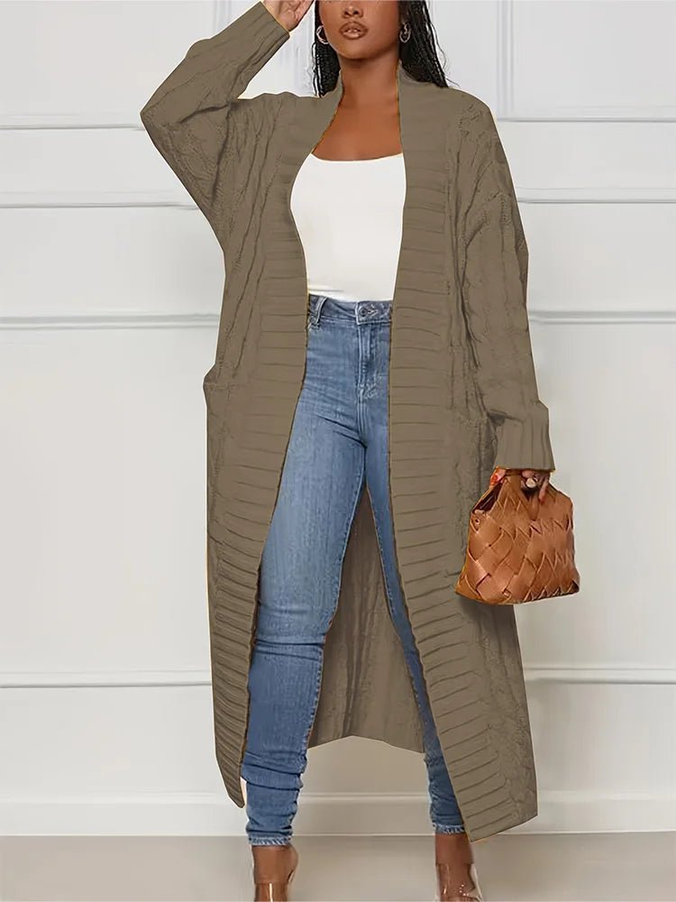 Plus Size Autumn and Winter New Pure Cardigan Casual Knitted Sweater With Pockets Commuter Comfortable Soft Knitted Sweater - EverHype