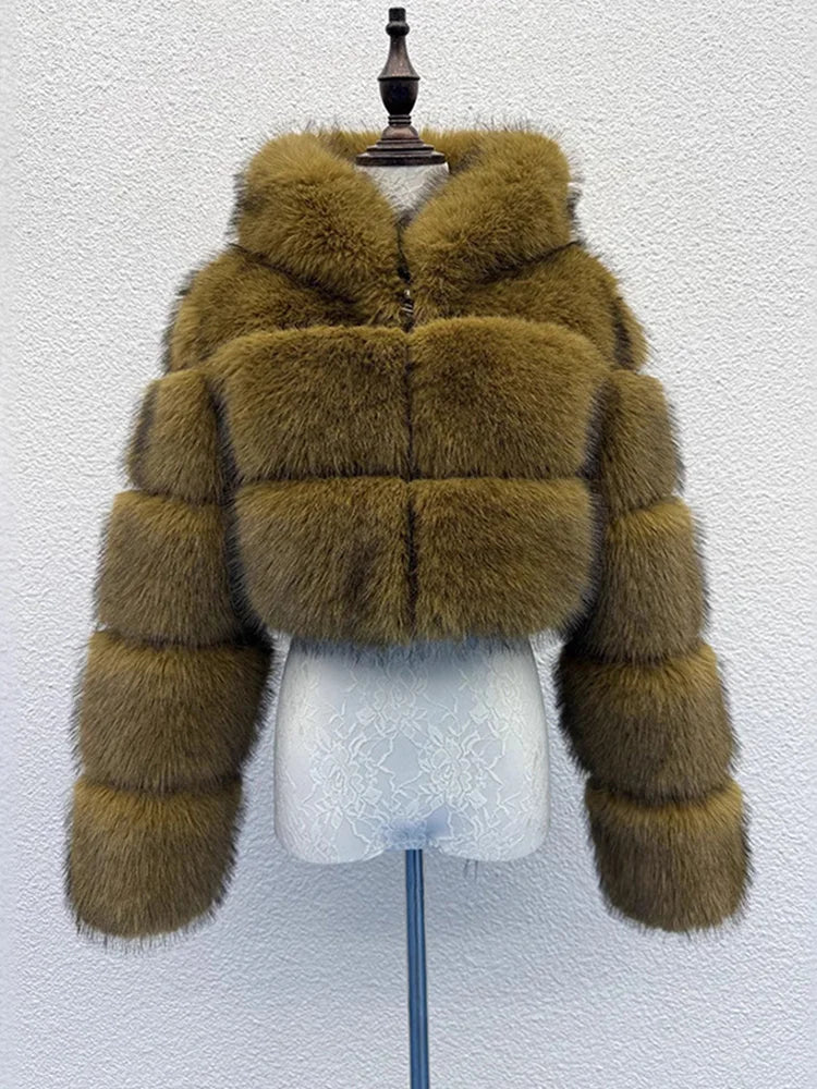 ZADORIN Hooded Short Faux Fur Coat - Sexy Furry Winter Jacket - EverHype