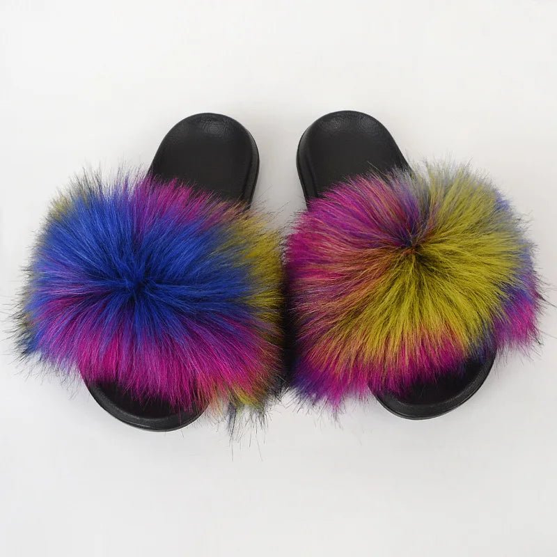 Luxury Fluffy Fur Slippers - Women's Indoor Warm Plush Slides - EverHype