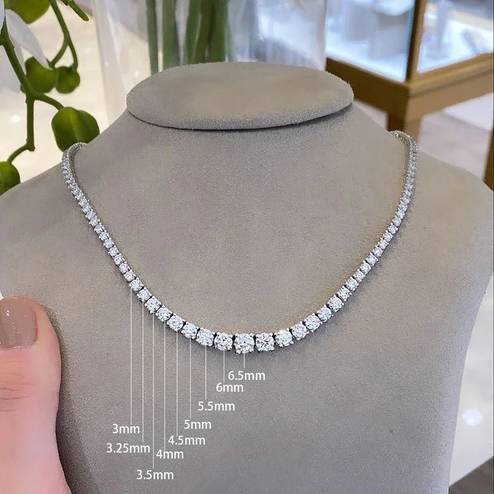 Moissanite Tennis Necklace - 925 Sterling Silver with Certificate - EverHype