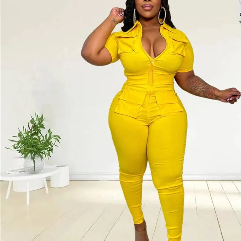 V - Neck Zipper Jumpsuit - Summer Romper with Pockets | EverHype 2026 - EverHype