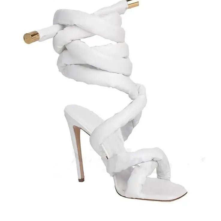 Runway Snake Strap Long Shoes Women's Sandals Summer 2025 Sexy Stiletto Heel Stripper Shoes Star Style Slingback Heeled Sandals - EverHype