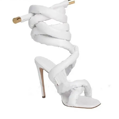 Runway Snake Strap Long Shoes Women's Sandals Summer 2025 Sexy Stiletto Heel Stripper Shoes Star Style Slingback Heeled Sandals - EverHype