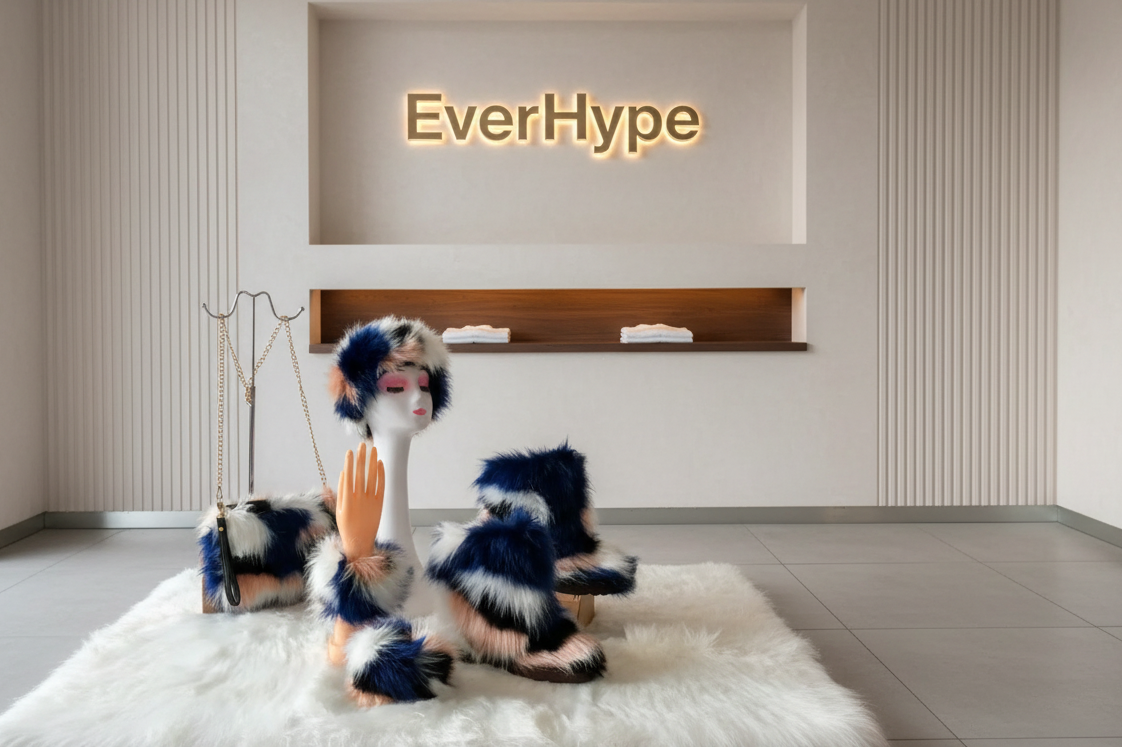 Luxury Faux Fur Winter Set - Furry Snow Boots, Purse, Cap & Headband - EverHype