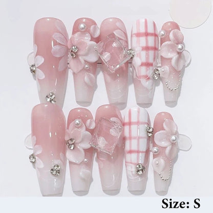 Summer Nails Shell 3D Jelly Spring Flowers Gel Nail Art Vacation Holiday Trendy Flower Almond French Tip Handmade Press on Nails - EverHype