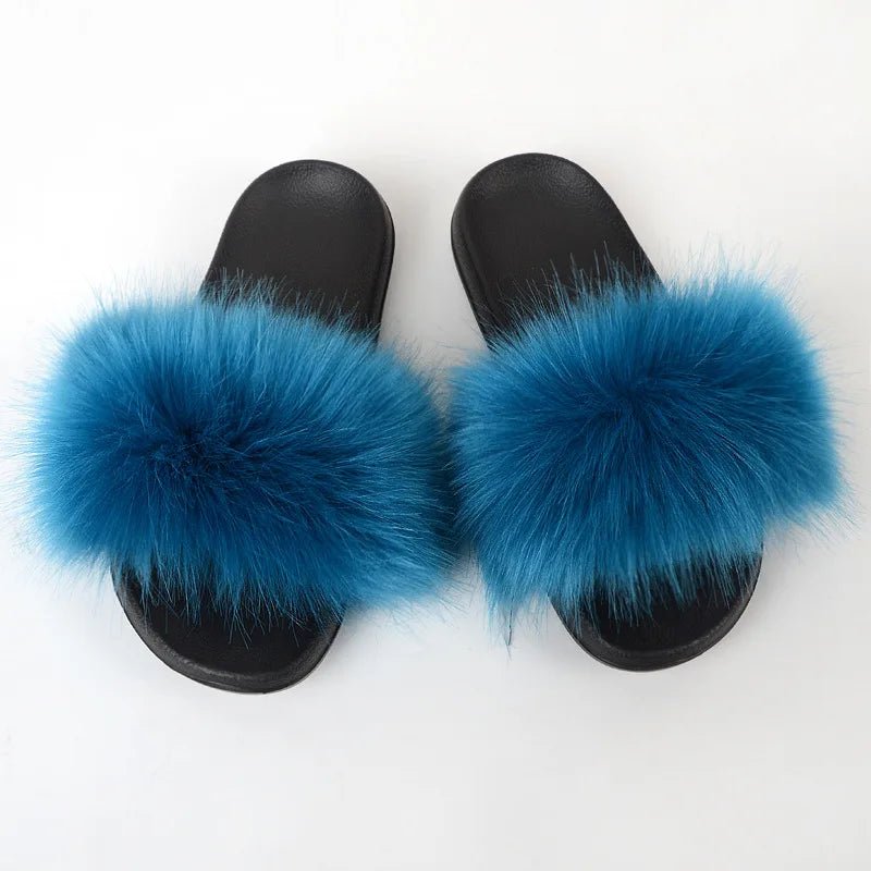Luxury Fluffy Fur Slippers - Women's Indoor Warm Plush Slides - EverHype