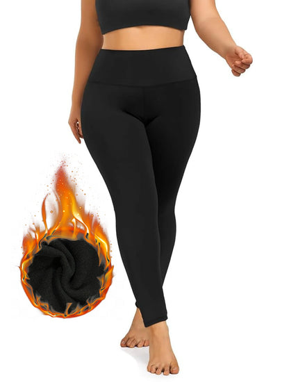 Plus Size Fleece Leggings - High - Waist Thermal Pants for Autumn & Winter - EverHype
